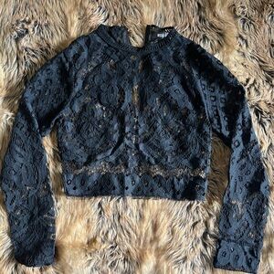 Missguided Black Lace Top